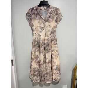 Hell Bunny Birds Cranes Moon Retro Pinups Sculpture Garden Gala Midi Dress XS